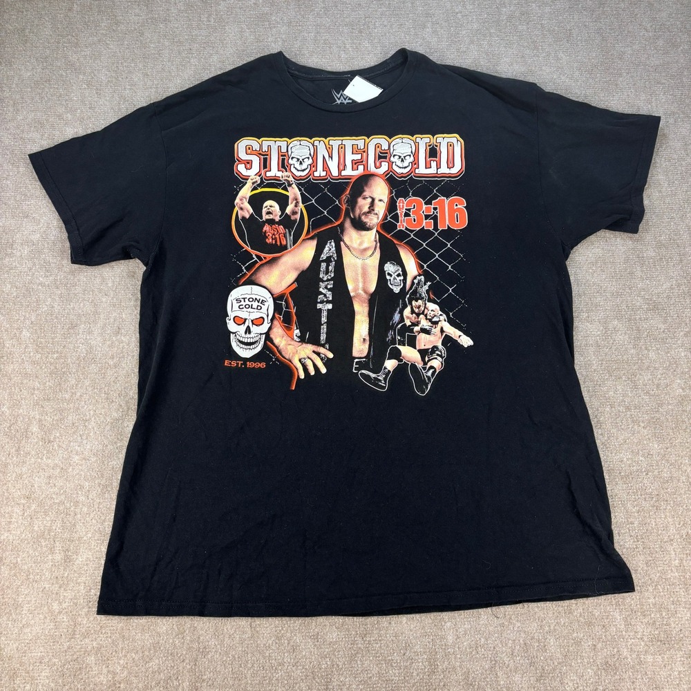 WWE Stone Cold Steve Austin 3:16 Graphic T-Shirt Mens XL Black Mad Engine 2023